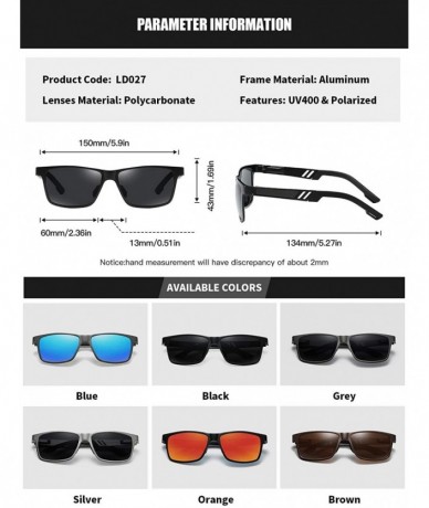 Rectangular Polarized Aluminum Sunglasses For Men Women Unisex Vintage Sun Glasses p10030 - Grey - C318WSW3ZY7 $29.63