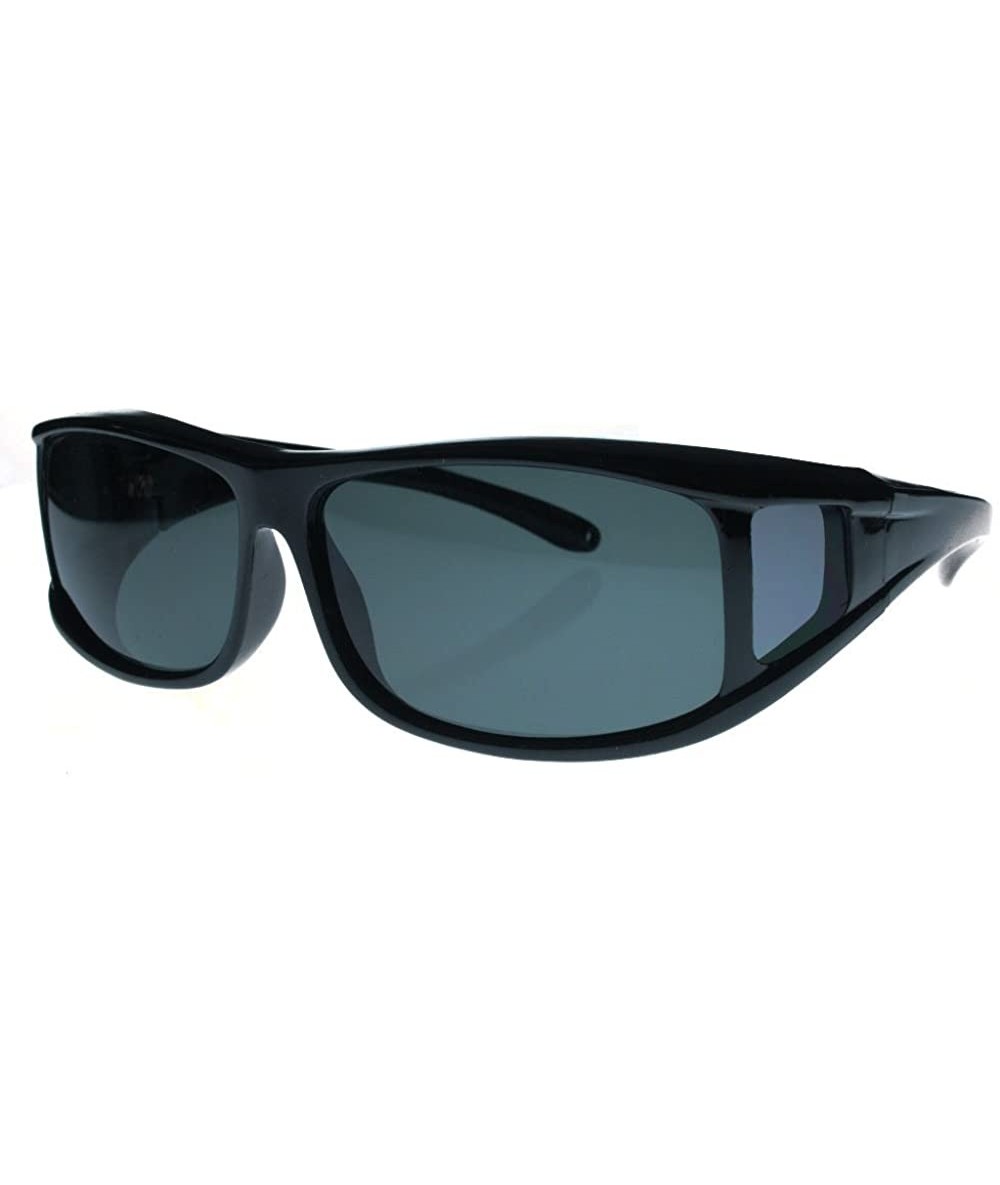 Rectangular Fit Over Sunglasses Over Glasses - Polarized & Non-Polarized - Polarized Black - Dark Smoke Lens - CK11CXWCSWX $2...