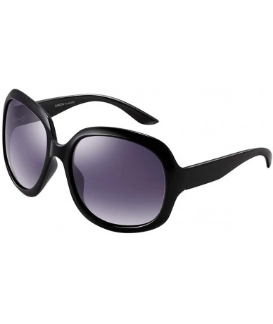 Oval Big Round Sunglasses for Women Polarized UV Protection Ladies Fashion Shades PZ6216 - Black - CB194TI8RY2 $33.39