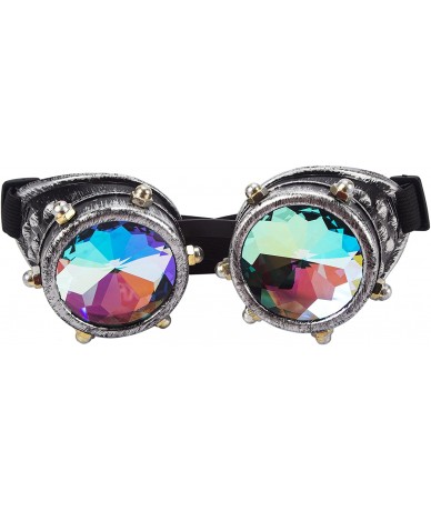 Goggle Kaleidoscope Rave Goggles Steampunk Glasses with Rainbow Crystal Glass Lens - Antique Silver-new Style - CO1853GDH6Z $...