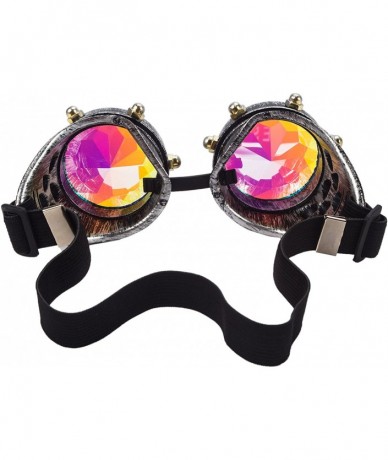 Goggle Kaleidoscope Rave Goggles Steampunk Glasses with Rainbow Crystal Glass Lens - Antique Silver-new Style - CO1853GDH6Z $...