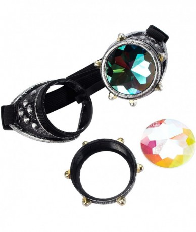 Goggle Kaleidoscope Rave Goggles Steampunk Glasses with Rainbow Crystal Glass Lens - Antique Silver-new Style - CO1853GDH6Z $...