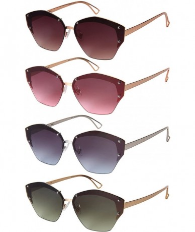 Oversized Oversized Angular Sunglasses with Flat Lens 3103-FLOCR - Matte Gold - CN183COM6O0 $19.16