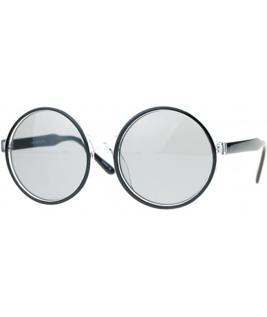 Round Retro Circle Lens Plastic Round Hippie Groove Sunglasses - Black Clear Black - C0121V6OUNB $18.86