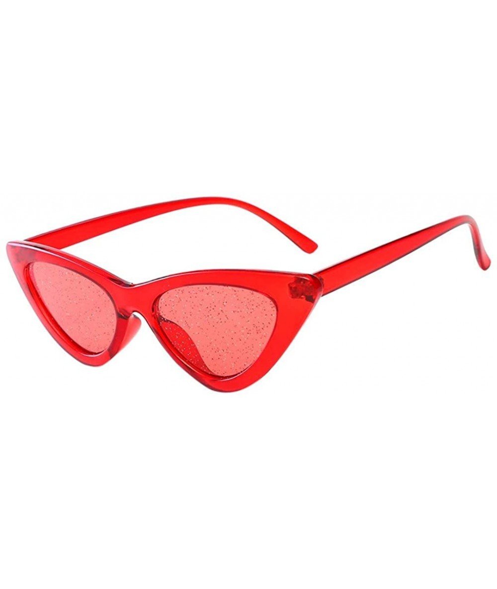 Rimless Retro Cat Eye Sunglasses Plastic Frame Fashion Jelly Clout Glasses for Women - Red - CT18QH33U9N $16.79