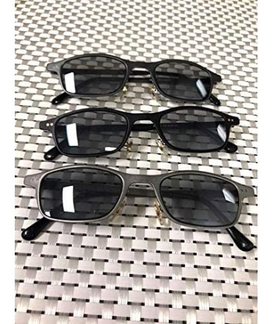 Oversized Sunglasses for Men Small Stylish Trendy Metal Rectangular Frame Durable - Black Metal Frame/ Mirror Grey Lens - CV1...