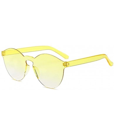 Round 1pcs Unisex Fashion Candy Colors Round Outdoor Sunglasses Sunglasses - Yellow - CF199XSTK28 $35.65