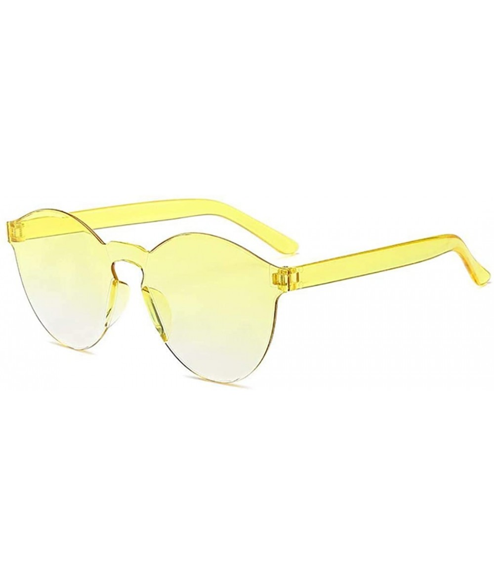 Round 1pcs Unisex Fashion Candy Colors Round Outdoor Sunglasses Sunglasses - Yellow - CF199XSTK28 $35.65