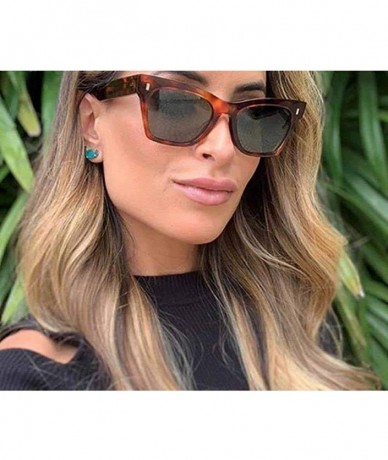 Aviator 2019 Vintage Cateye Sunglasses Women Luxury Brand Glasses Men BlackLeopard - Tea - CO18XQYDOZU $19.50