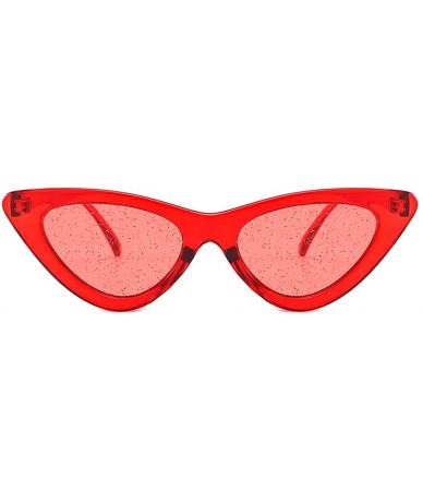 Rimless Retro Cat Eye Sunglasses Plastic Frame Fashion Jelly Clout Glasses for Women - Red - CT18QH33U9N $16.79