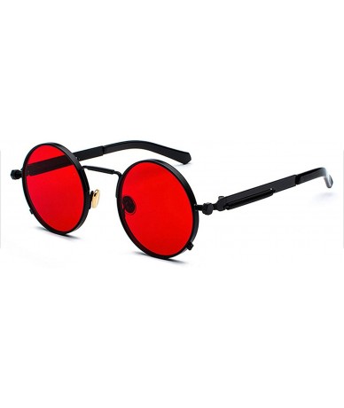 Goggle Clear Red Sunglasses Men Steampunk 2019 Metal Frame Retro Vintage Round Sun Glasses Women Black Uv400 - CY1985H92CE $3...