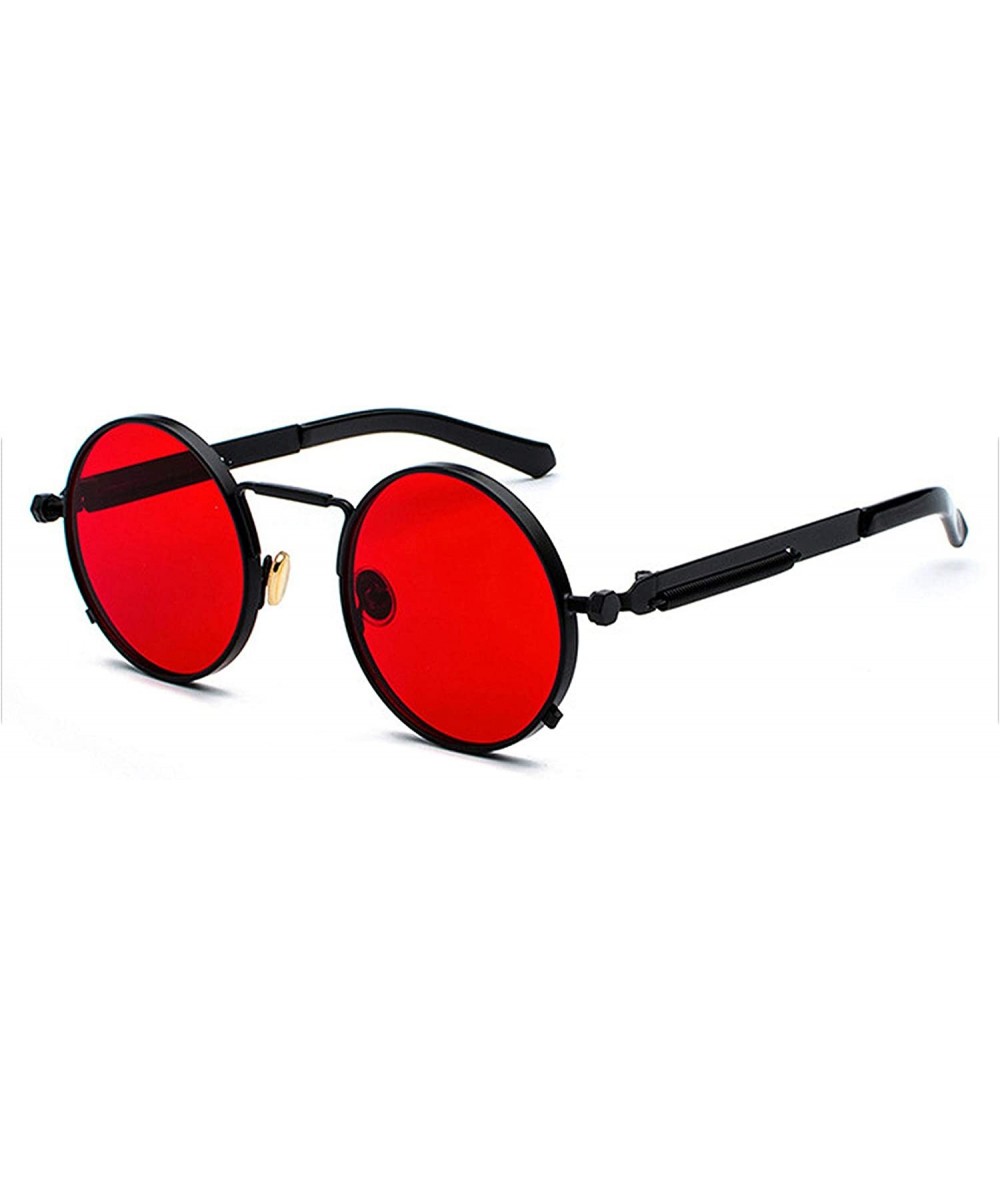 Goggle Clear Red Sunglasses Men Steampunk 2019 Metal Frame Retro Vintage Round Sun Glasses Women Black Uv400 - CY1985H92CE $3...