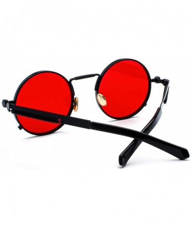 Goggle Clear Red Sunglasses Men Steampunk 2019 Metal Frame Retro Vintage Round Sun Glasses Women Black Uv400 - CY1985H92CE $3...