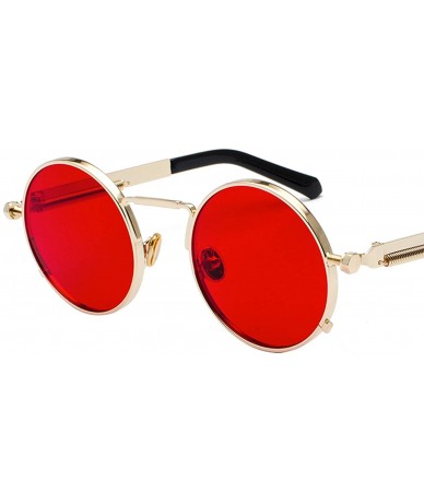 Goggle Clear Red Sunglasses Men Steampunk 2019 Metal Frame Retro Vintage Round Sun Glasses Women Black Uv400 - CY1985H92CE $3...