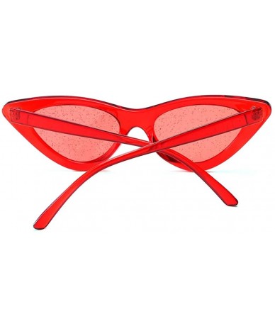 Rimless Retro Cat Eye Sunglasses Plastic Frame Fashion Jelly Clout Glasses for Women - Red - CT18QH33U9N $16.79