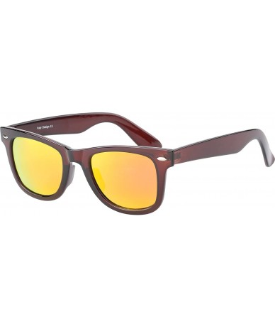 Square Classic Glasses TR90 Polarized Sunglasses UV400 - Brown Frame / Red Mirror - CI12O07BPXW $29.96