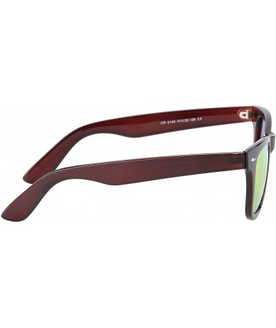 Square Classic Glasses TR90 Polarized Sunglasses UV400 - Brown Frame / Red Mirror - CI12O07BPXW $29.96