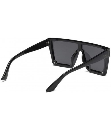 Wrap Oversize Square Frame Flat Top New Fashion Sunglasses Women Men Retro Sun Glasses Gafas Oculos De Sol - Black - C1199C6I...