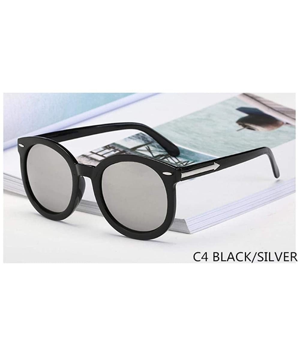 Round Vintage Round Sunglasses Female Sun Glasses For Women Eyewear Black Silver - Black Silver - C018YZT7XR5 $18.77