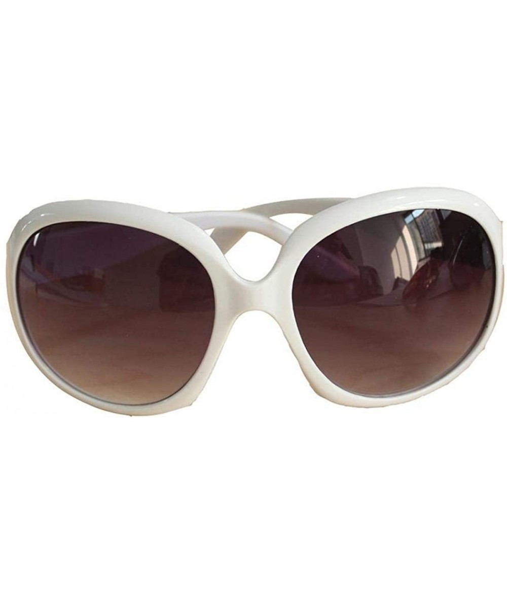 Oval Women Retro Style Anti-UV Sunglasses Big Frame Fashion Oval Sunglasses - White - C6194MTOGGY $17.34