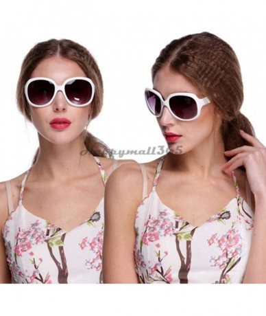 Oval Women Retro Style Anti-UV Sunglasses Big Frame Fashion Oval Sunglasses - White - C6194MTOGGY $17.34