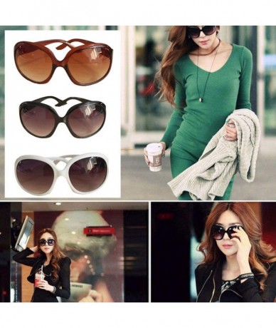 Oval Women Retro Style Anti-UV Sunglasses Big Frame Fashion Oval Sunglasses - White - C6194MTOGGY $17.34