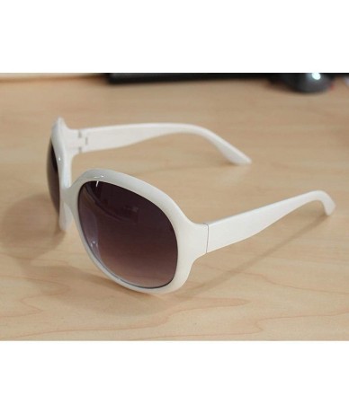 Oval Women Retro Style Anti-UV Sunglasses Big Frame Fashion Oval Sunglasses - White - C6194MTOGGY $17.34