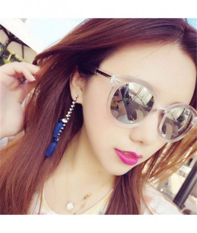 Round Vintage Round Sunglasses Female Sun Glasses For Women Eyewear Black Silver - Black Silver - C018YZT7XR5 $18.77