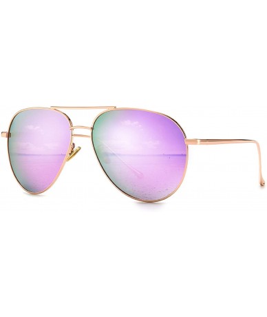 Aviator Women's Lightweight Oversized Aviator Sunglasses - Mirrored Polarized Lens - CD18ZGNLKEU $30.43