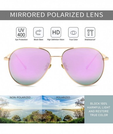 Aviator Women's Lightweight Oversized Aviator Sunglasses - Mirrored Polarized Lens - CD18ZGNLKEU $30.43