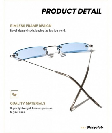 Semi-rimless Vintage Rectangle Sunglasses for Women Men Retro Small Thin Sunglasses Metal Frame - 04-blue - C118G2GOIL8 $27.54