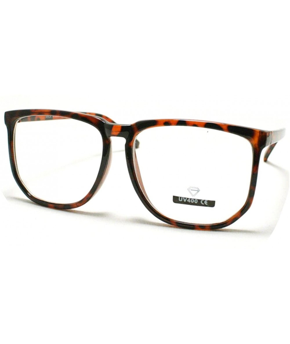 Square Unique Square Eyeglasses Geek Nerdy Fashion Clear Lens Eyewear - Tortoise - C711CE0B34X $19.12