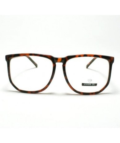 Square Unique Square Eyeglasses Geek Nerdy Fashion Clear Lens Eyewear - Tortoise - C711CE0B34X $19.12