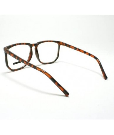 Square Unique Square Eyeglasses Geek Nerdy Fashion Clear Lens Eyewear - Tortoise - C711CE0B34X $19.12