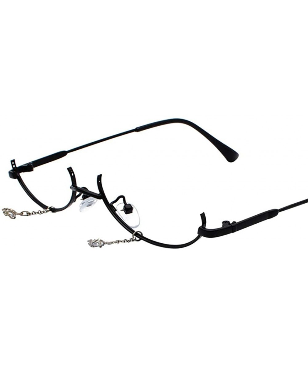 Sport Glasses Frame Women Fashion None Lens Pendant Decoration Flat Mirror Glasses with Chain - Black - C818O9RXDGW $20.93