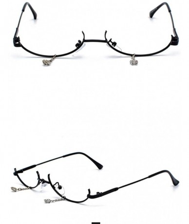 Sport Glasses Frame Women Fashion None Lens Pendant Decoration Flat Mirror Glasses with Chain - Black - C818O9RXDGW $20.93