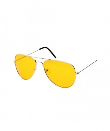 Round Night Vision Aviator Sunglasses UV400 Glasses For Drivers Driving Glasses For Men Women (Gold) - Gold - CA180CHZ3Z3 $16.41