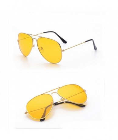 Round Night Vision Aviator Sunglasses UV400 Glasses For Drivers Driving Glasses For Men Women (Gold) - Gold - CA180CHZ3Z3 $16.41