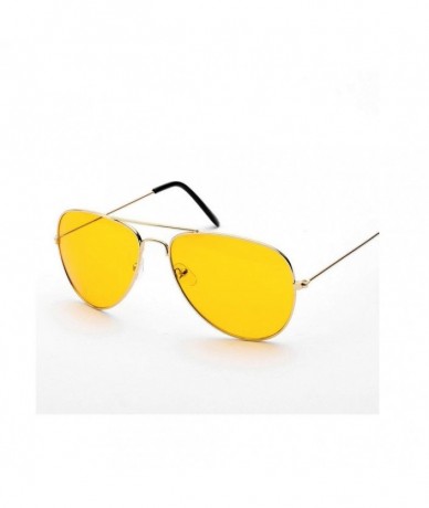 Round Night Vision Aviator Sunglasses UV400 Glasses For Drivers Driving Glasses For Men Women (Gold) - Gold - CA180CHZ3Z3 $16.41