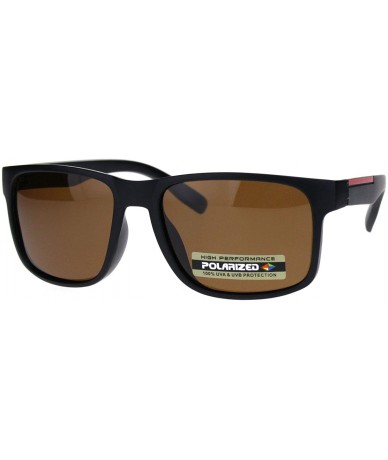 Rectangular Mens Polarized Lens Elegant Minimal Rectangular Horn Rim Sunglasses - Matte Black Brown - CR18QMN92W6 $22.47