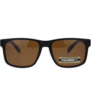 Rectangular Mens Polarized Lens Elegant Minimal Rectangular Horn Rim Sunglasses - Matte Black Brown - CR18QMN92W6 $22.47