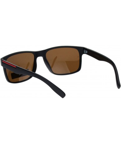 Rectangular Mens Polarized Lens Elegant Minimal Rectangular Horn Rim Sunglasses - Matte Black Brown - CR18QMN92W6 $22.47