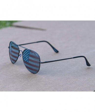 Wayfarer American Flag Mirror Novelty Decorative Sunglasses - Black - CZ12I8A0OKZ $19.08