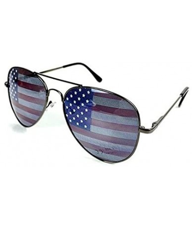 Wayfarer American Flag Mirror Novelty Decorative Sunglasses - Black - CZ12I8A0OKZ $19.08