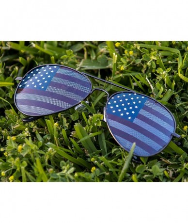 Wayfarer American Flag Mirror Novelty Decorative Sunglasses - Black - CZ12I8A0OKZ $19.08