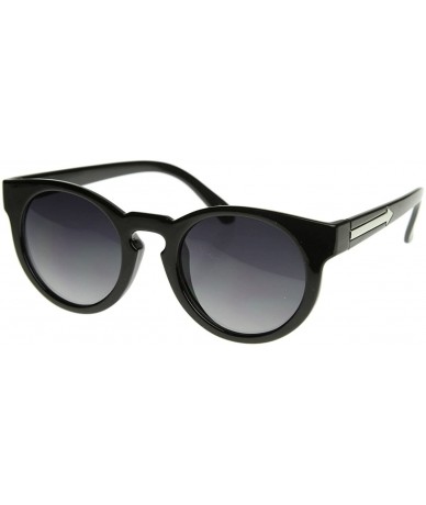 Round New European Womens Fashion Round Horn Rimmed Sunglasses w/Key Hole Bridge (Black) - CI11815HXOT $18.67