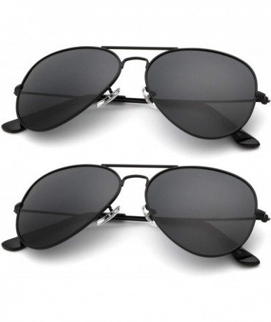 Aviator Classic Aviator Sunglasses for Men Women Driving Sun glasses Polarized Lens 100% UV Blocking - E (2 Pack) Black - CJ1...