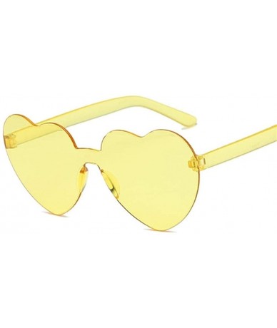 Rimless Cute Sexy Retro Love Heart Rimless Sunglasses Women Luxury Sun Glasses Female Eyewear Candy Color - Transparent - CQ1...