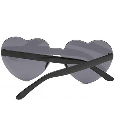 Rimless Cute Sexy Retro Love Heart Rimless Sunglasses Women Luxury Sun Glasses Female Eyewear Candy Color - Transparent - CQ1...