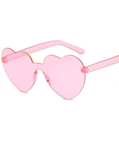 Rimless Cute Sexy Retro Love Heart Rimless Sunglasses Women Luxury Sun Glasses Female Eyewear Candy Color - Transparent - CQ1...